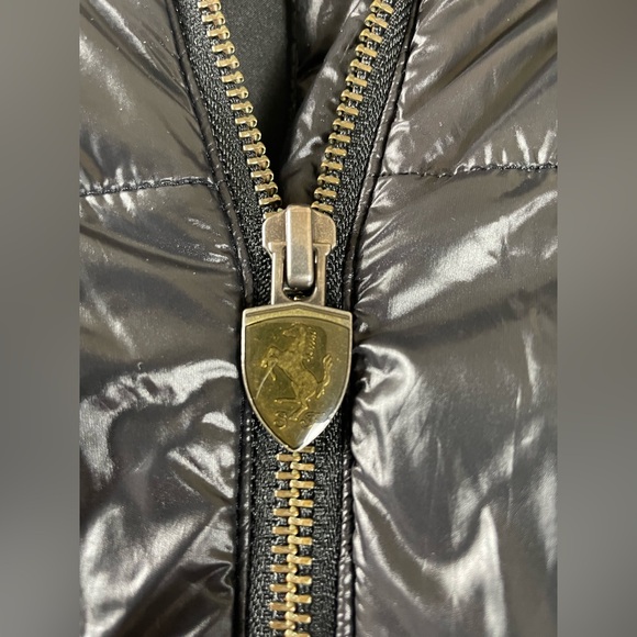 Puma Ferrari Light Puffer Zip Jacket Logo Nylon Black Official Product Womens XL - Picture 3 of 15